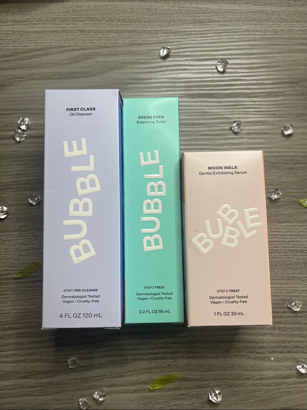 BUBBLE brand Oil Cleanser, Balancing Toner & Exfoliating Serum bundle